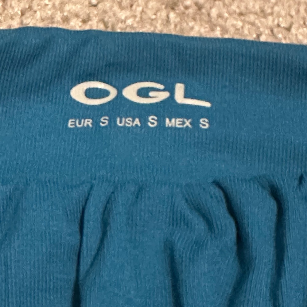OGL Eco-SkinKiss Round Neck All-over Ruching Bra Top Teal Small NWT - Picture 4 of 6